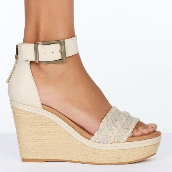 NEW Zodiac Sabeen Braided Espadrille‎ Wedge Sandals Natural/Gold/Silver Size 9.5 - Picture 2 of 13